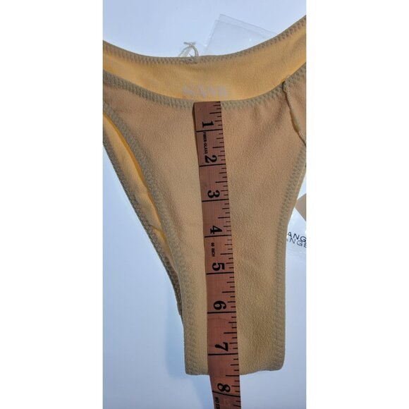 SAME Los Angeles Bikini Set M Beige Textured Bandeau Top High Leg Bottom NWT - Picture 5 of 5